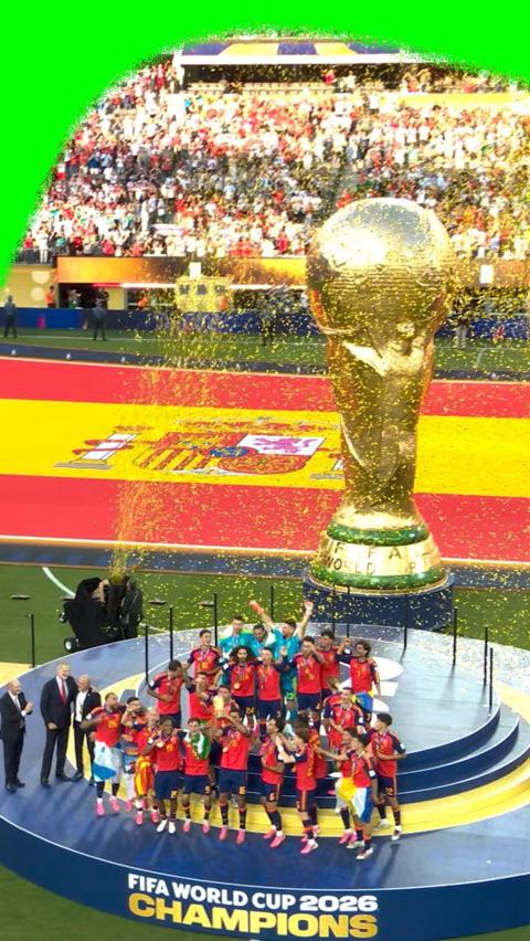 Spain lifting the trophy at the World Cup