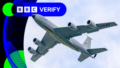 A US Air Force KC-135 refuelling tanker in flight (file pic)