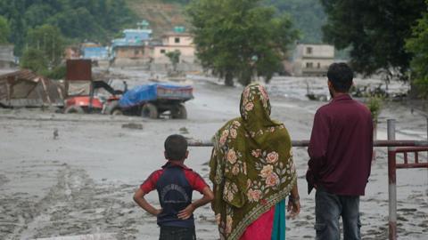 A damaged section of a highway in Nuwakot, central Nepal, is seen on August 27, 2026