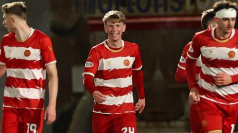 Hamilton Academical's Oli Shaw celebrates