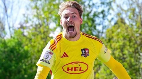 Jack Bycroft celebrates scoring for Exeter