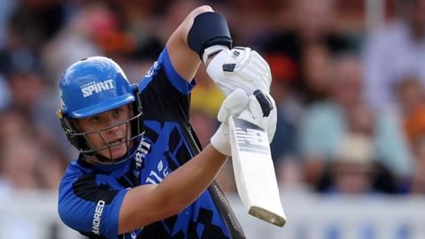 London Spirit batter Jamie Smith plays a shot