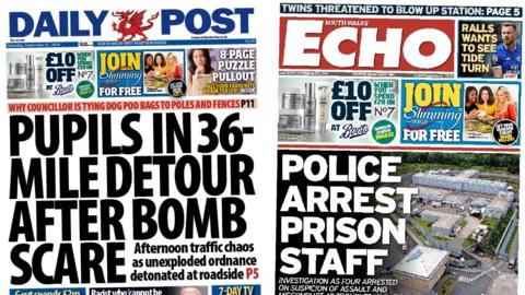 Daily Post and South Wales Echo front pages 