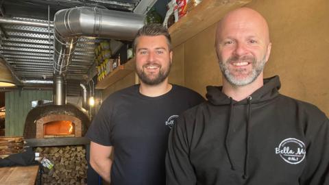 Jamie and Jake run Bella Mia pizza restaurant in Gloucester Food Dock