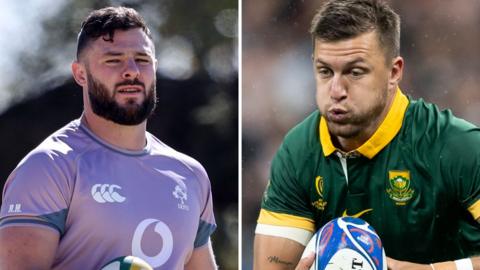 Ireland centre Robbie Henshaw and South Africa fly-half Handre Pollard