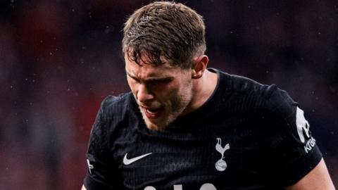 Tottenham defender Micky van de Ven during the Champions League match at Atletico Madrid