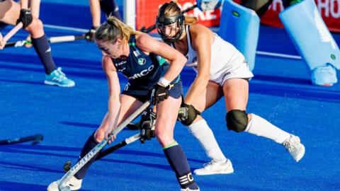 Ireland captain Sarah Hawkshaw in action in the FIH Nations Cup final