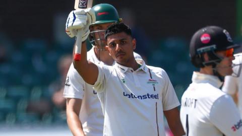 Rishi Patel raises his bat