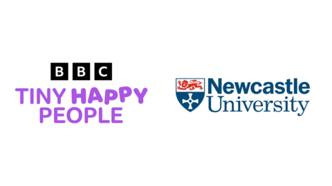 鶹ҳ Tiny Happy People and Newcastle University logos on a white background