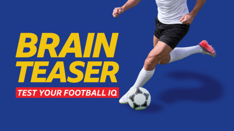 A generic picture of an unknown footballer beside the words: "Brainteaser test your football IQ"