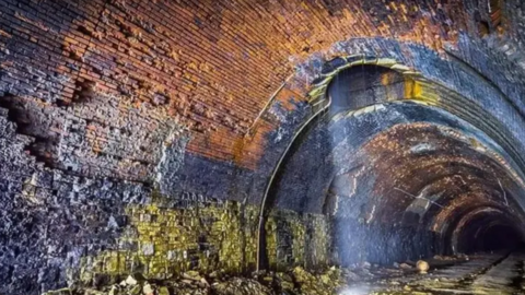 Inside of a tunnel 