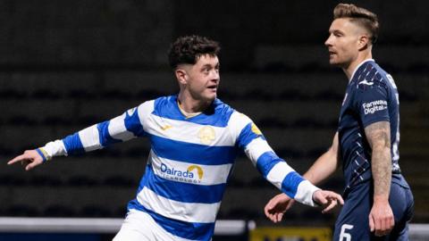 Michael Garrity celebrates after scoring for Greenock Morton against Raith Rovers