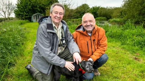 Paul Whitehouse, Ted, Bob Mortimer at Driffield Beck, East Yorkshire