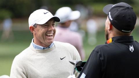 Rory McIlroy and Shane Lowry laughing at Augusta