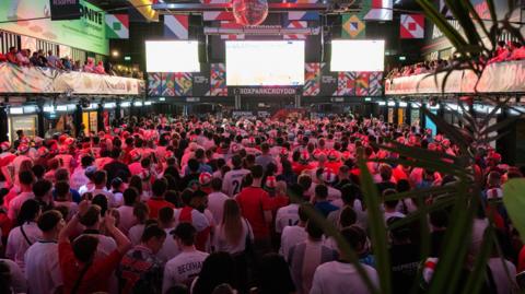 England fans watching the World Cup quarter-final against Norway
