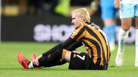 Liam Millar after suffering an ACL injury against Burnley