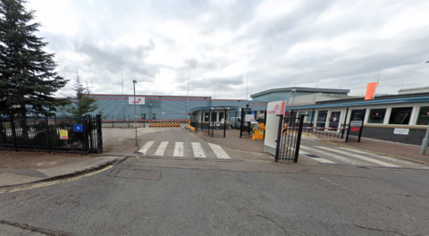 The entrance to Reckitt's Derby site seen from Sinfin Lane