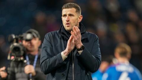 Portsmouth head coach John Mousinho at full-time after a demoralising defeat at West Brom