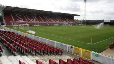 A wide shot of Swindon Town's stadium