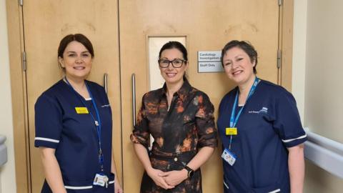 Heart Failure Specialist Nurses Gemma Swinney, left, and Nikola Day, right, with Advanced Clinical Pharmacist Janine Beezer