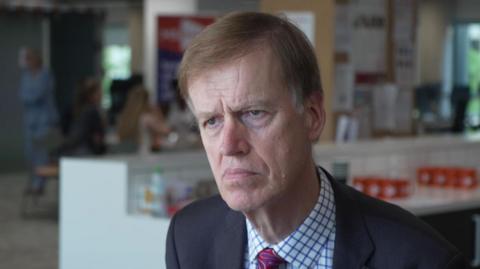 Sir Stephen Timms being interviewed by the BBC at MC Society