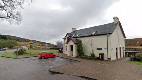 Achnasheen Hall and car park