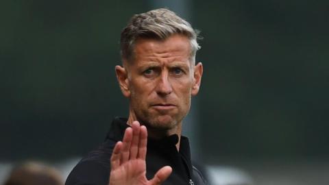 David Hughes gives instructions to Newport's players 
