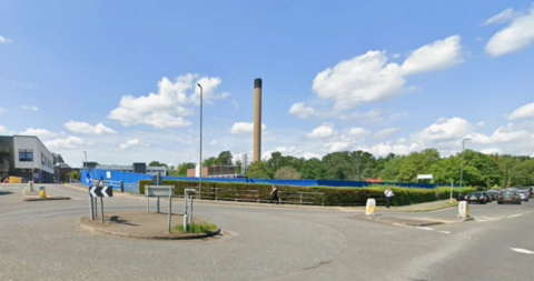 A google maps image of a mini roundabout in Egerton Road, Guildford, Surrey.