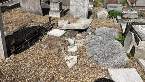 Damaged headstones