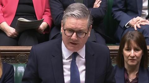 Sir Keir Starmer in the Commons for Prime Minister's Questions, with Rachel Reeves sitting to his left