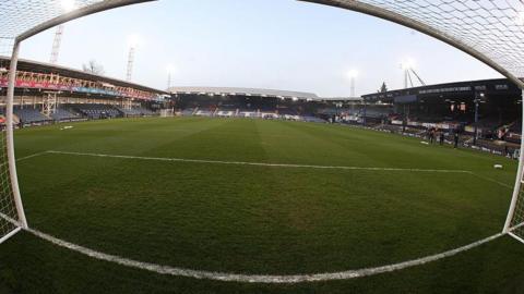 General view of Luton Town ground Kenilworth Road's goalmouth from inside one of the goals