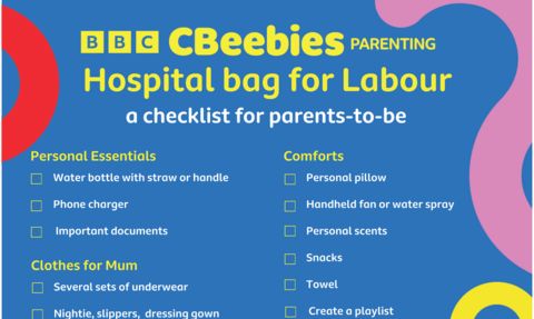 CBeebies Parenting checklist for parents-to-be for hospital visit for labour.