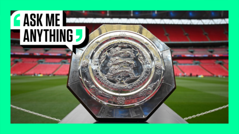 The Community Shield trophy at Wembley stadium