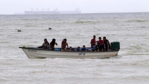Venezuelan migrants have been crossing the sea to Trinidad and Tobago in their tens of thousands (file photo)