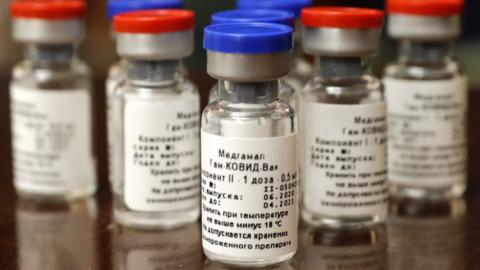Image shows the Russian Covid-19 vaccine
