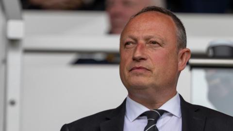 Derby County owner David Clowes watches his side from the stands at Pride Park