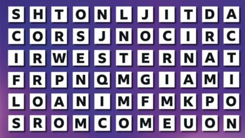 A word search puzzle made of of lots of letters in a title formation.