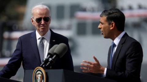 Joe Biden and Rishi Sunak in San Diego in March