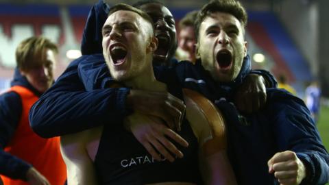 Sutton celebrate reaching the EFL Trophy final