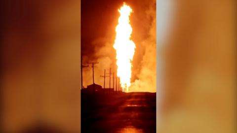 Fire after gas pipeline explosion