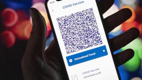 Vaccine certificate on mobile phone