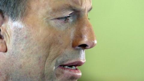 This picture taken on September 4, 2013 shows Australia's opposition leader Tony Abbott talking to the media during his election campaign in Sydney.