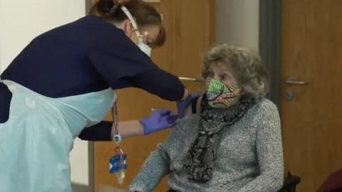 Vaccination at a clinic in Porthcawl