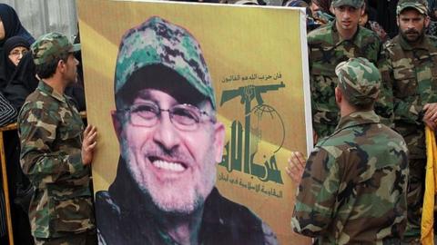 Portrait of Mustafa Amine Badreddine at his funeral in Beirut (13/05/17)