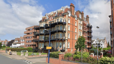 A Google Maps street view image of Cliff House block of flats in Felixstowe 