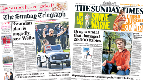 Front pages for 17 April 2022