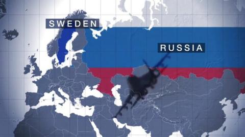 Map showing Sweden and Russia