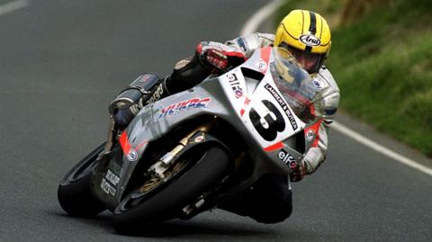 Joey Dunlop in action at the 1999 Ulster Grand Prix