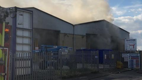 Smoke coming from the recycling plant