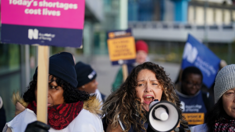 Nurses on the picket line in Birmingham on 6 February